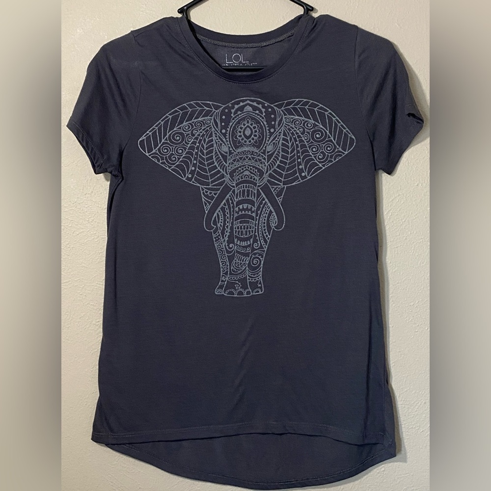 LOL Vintage elephant print high low shirt